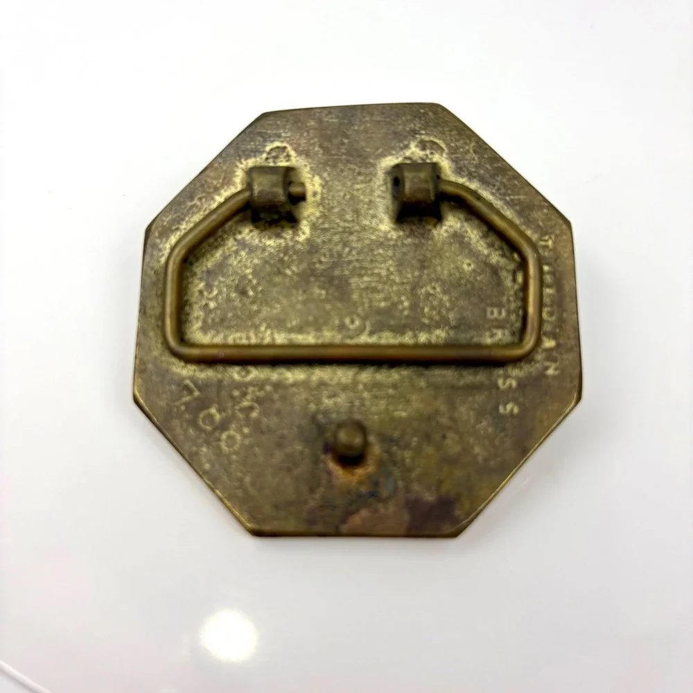 Vintage MG Motor Cars Solid Brass Belt Buckle Octagon Logo Automotive Accessory